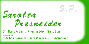 sarolta presneider business card